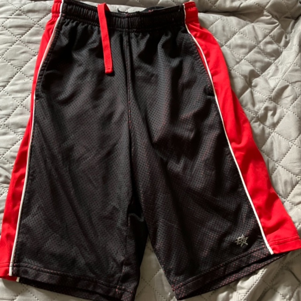 Brothers Black and Red Athletic Shorts with Elastic Waistband